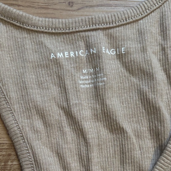 Ribbed Button-Front Racerback Tank Top - Beige - Picture 2 of 3